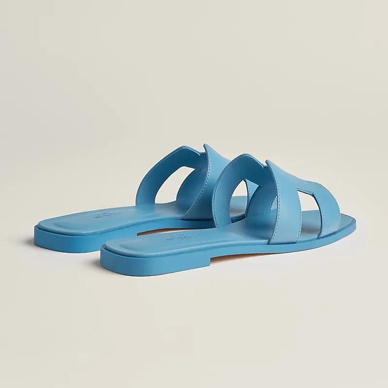 HERMES Oran Blue Slippers