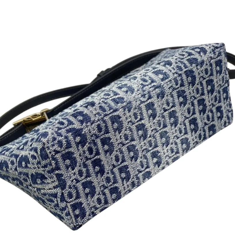 Dior Small D-Journey Bag in In Blue Denim Dior Oblique Jacquard With Gold Hardware