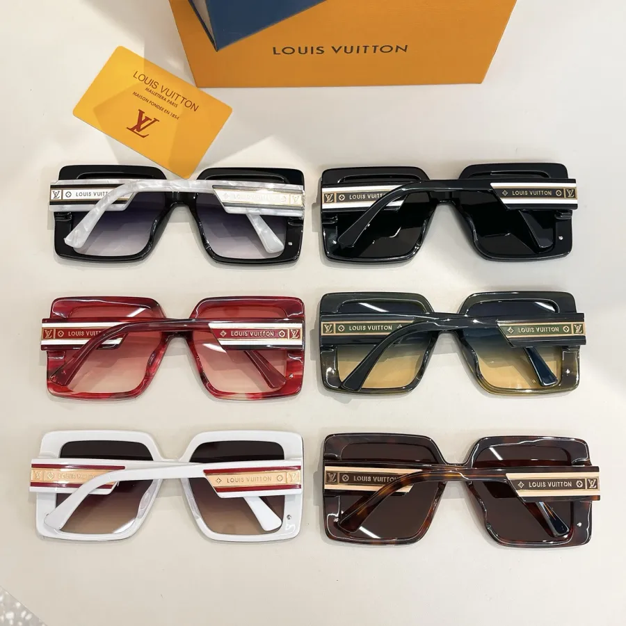 Louis Vuitton square frame glasses black gold/black white/white/blue orange/red/leopard color Size 67口14-145