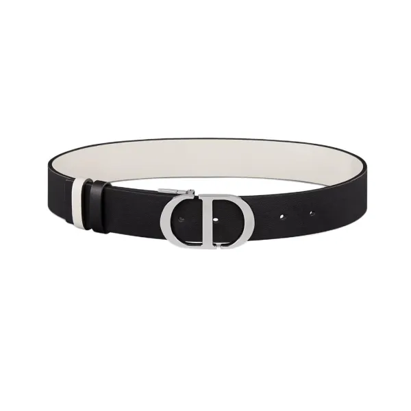 Dior Women' s 30 Montaigne Buckle Reversible Belt In White/Black/Red/Khaki Calfskin With Gold/Silver Hardware 35mm - Image 3