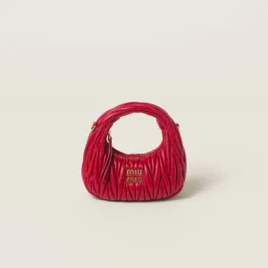 Miu Miu Wander Matelassé Quilted Lambskin Leather handbag Red Crossbody Bags