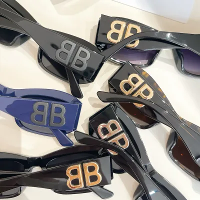 Balenciaga square frame glasses black/black silver/black gold/eggplant/blue/leopard color Size 61口15-145