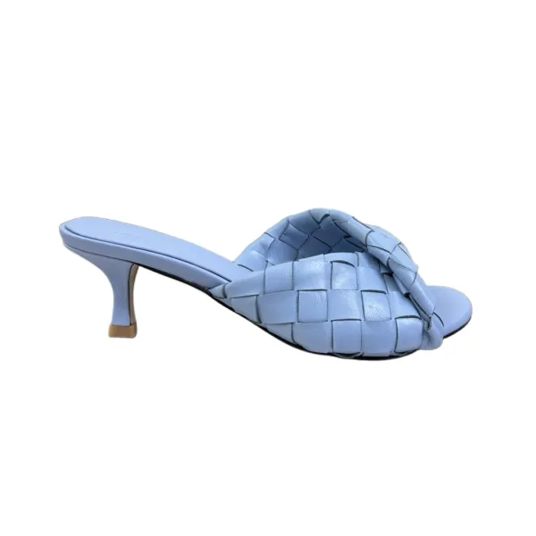 Bottega Veneta Blink Mule In Blue Intrecciato Leather Kitten Heel Mule (Heel Height 4.5cm) - Image 3