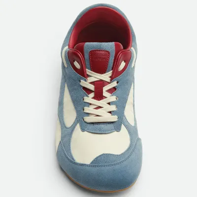 Bottega Veneta Orbit Flash Sneakers In Ice/Sea Salt Suede And Nylon Lace-Up Sneaker With Leather Trims