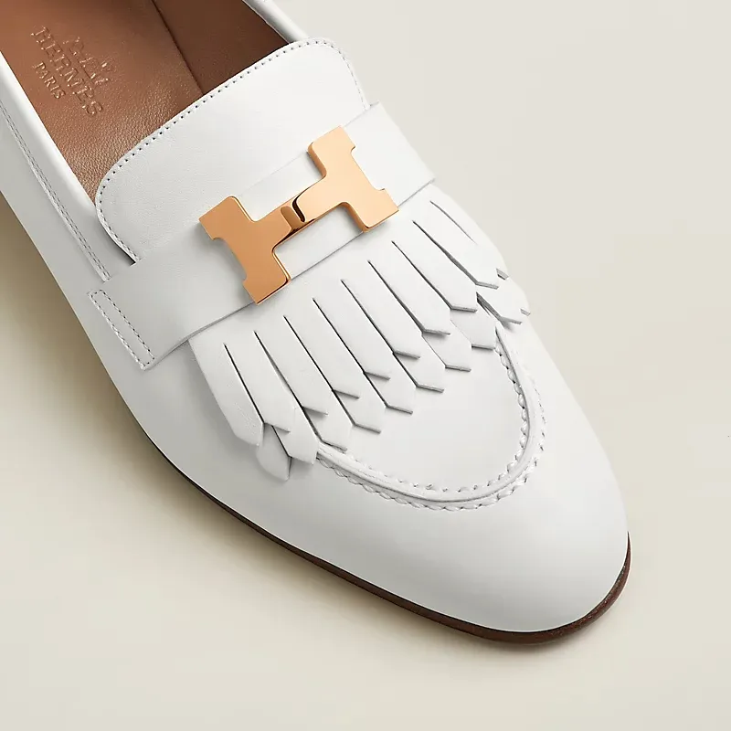 HERMES Royal White Loafers