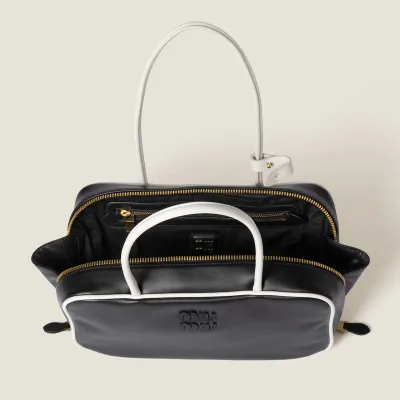 Miu Miu Calfskin Leather Beau Black Top-Handle Bags