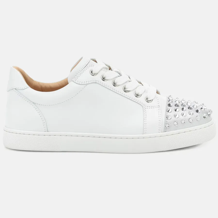 Christian Louboutin white Studded suede sneakers