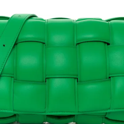 Bottega Veneta Maxi Intreccio Padded Cassette Crossbody Bag Parakeet Nappa Leather Silver Hardware