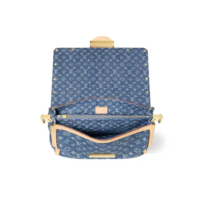 Louis Vuitton Dauphine Soft GM Denim Blue Gold Hardware