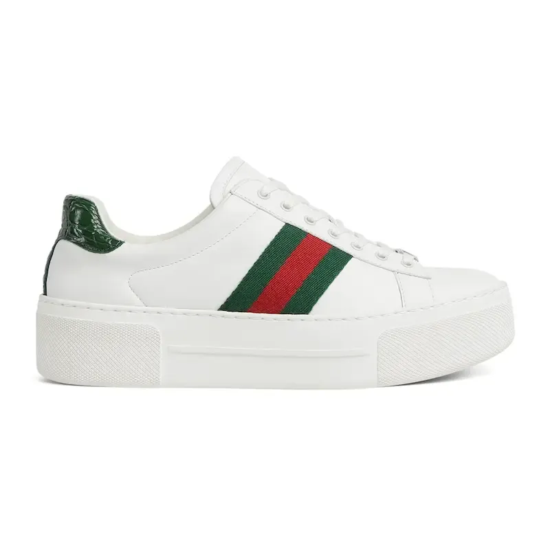 Gucci Ace series platform sneakers woven fabric women's sports shoes