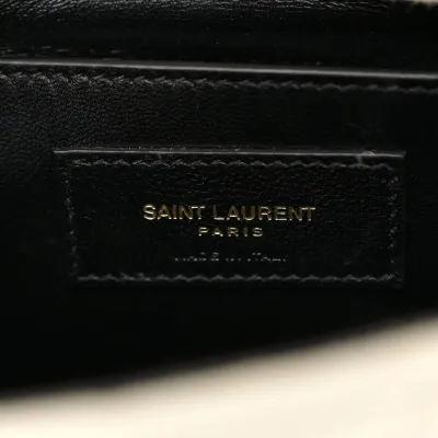 Saint Laurent Medium Jamie Bag Vanilla Ice Crinkle Monogram Cotton Patchwork Aged Gold Hardware