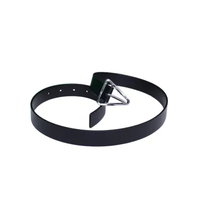 Bottega Veneta Women's Triangle Buckle In Black/White/Beige Calfskin With Gold/Silver Hardware 25mm