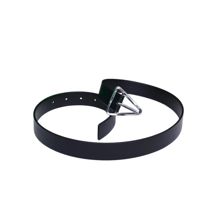 Bottega Veneta Women's Triangle Buckle In Black/White/Beige Calfskin With Gold/Silver Hardware 25mm