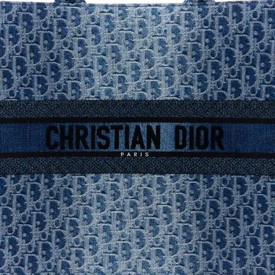 Dior Mini Pouch Navy Blue Oblique Canvas Silver Hardware