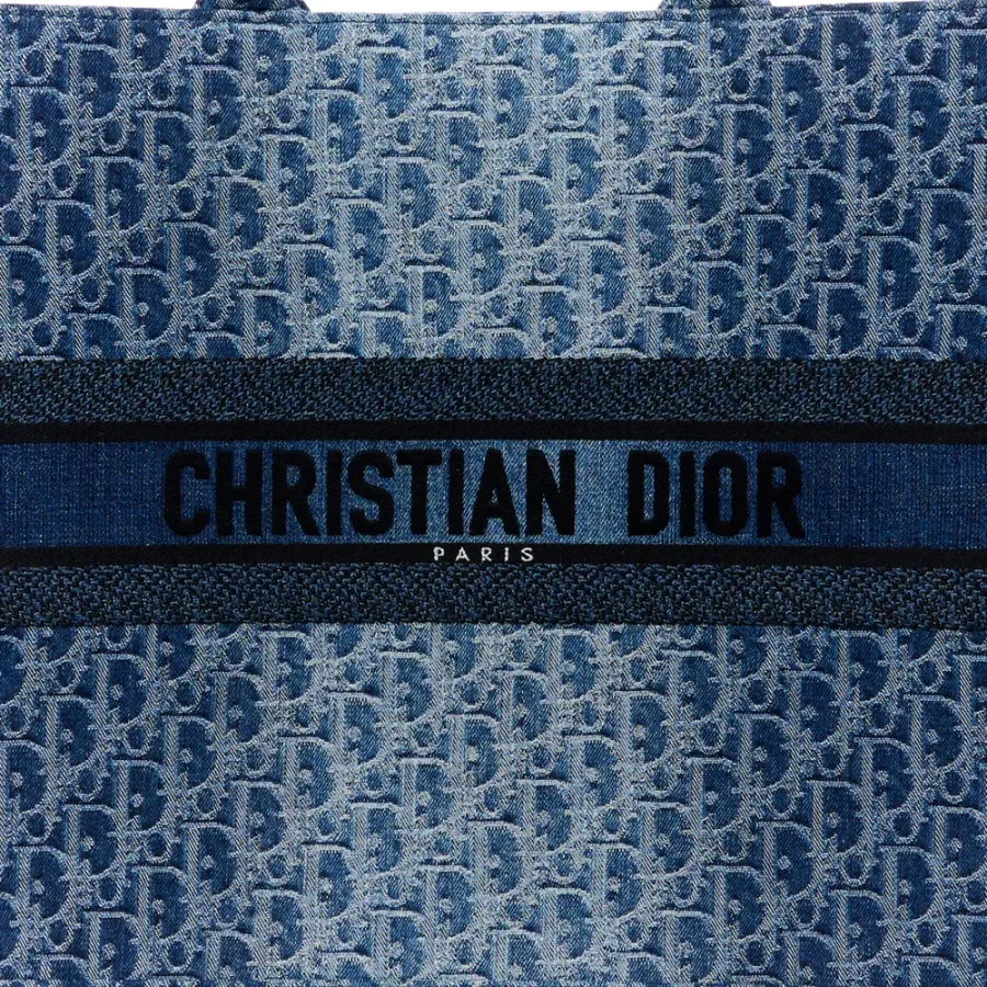 Dior Mini Pouch Navy Blue Oblique Canvas Silver Hardware