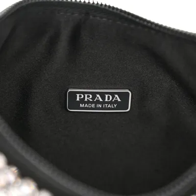 Prada Mini Re-Edition 2000 Bag Cristal Satin & Crystal Silver Hardware