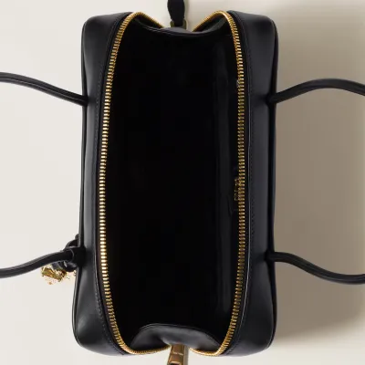 Miu Miu Calfskin Leather Beau Black Top-Handle Bags