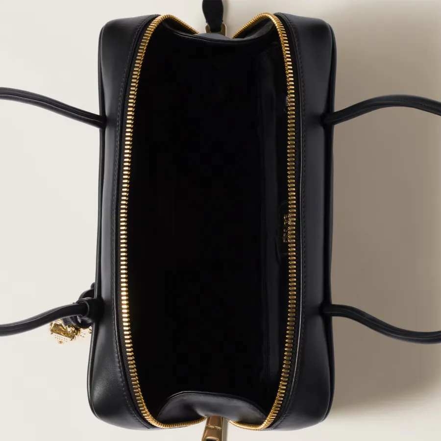 Miu Miu Calfskin Leather Beau Black Top-Handle Bags