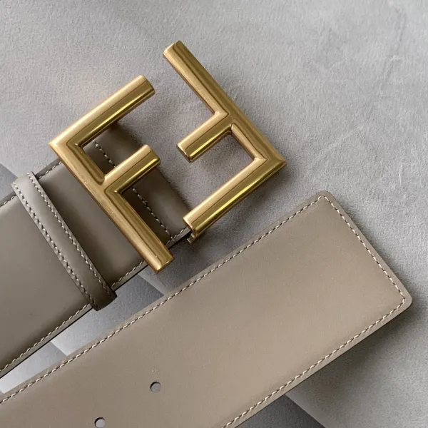 Fendi Women's FF Buckle Belt In Black/Khaki/Orange Calfskin With Gold/Black Hardware 60mm - Image 2