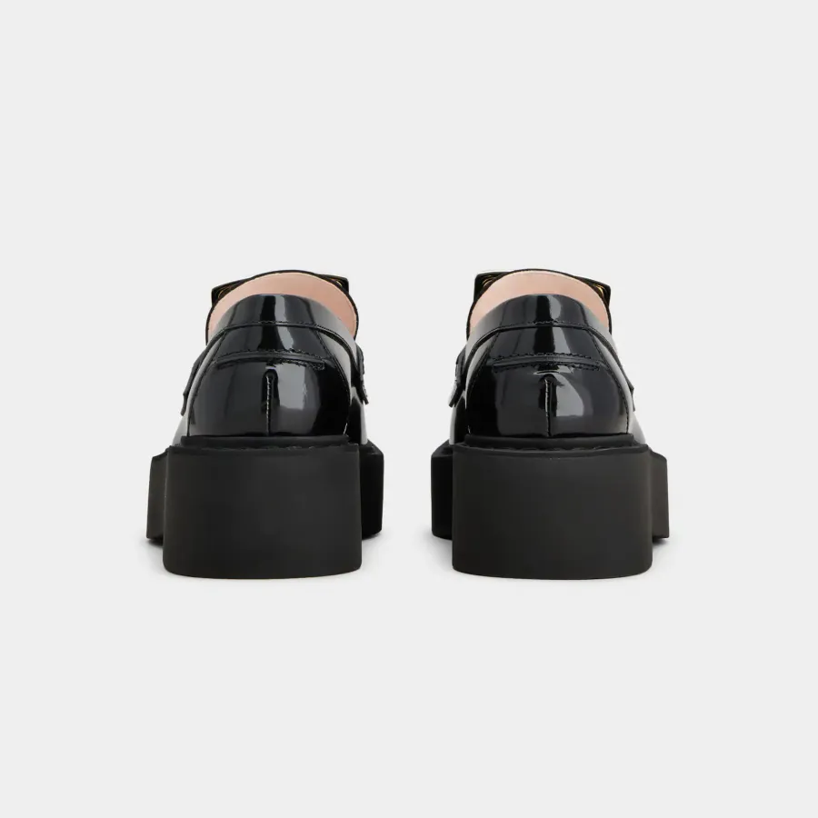 Roger Vivier Viv' Rangers Loafers In Black Patent Leather With Metal Buckle (Heel Height 5.5cm)