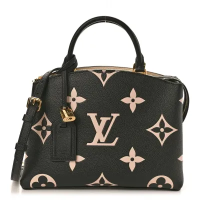 Louis Vuitton Petit Palais MM Black/Beige Giant Monogram Empreinte Leather Gold Hardware