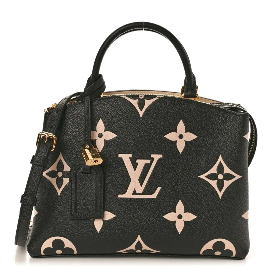 Louis Vuitton Petit Palais MM Black/Beige Giant Monogram Empreinte Leather Gold Hardware