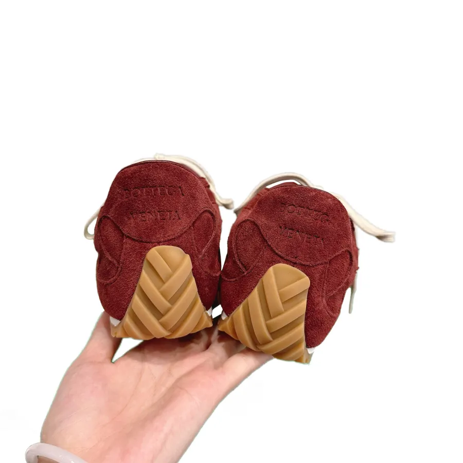 Bottega Veneta Orbit Flash Sneakers In Burgundy Suede Lace-Up Sneaker