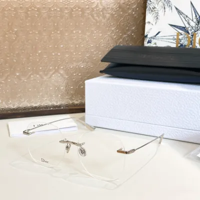 DIOR round silver frame glasses transparent lens Size 56口16-145