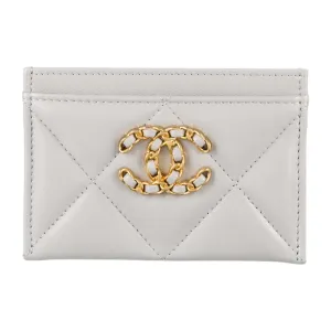 Chanel Small Wallet Grey﻿ Calfskin Leather Gold Hardware