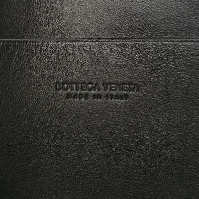 Bottega Veneta Maxi Intrecciato Large Cassette Flat Zip Pouch Black Nappa Leather