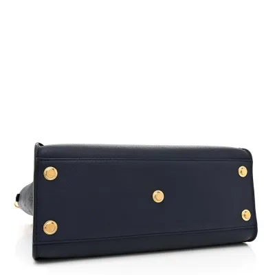 Louis Vuitton On My Side MM Navy Braided Mahina Calfskin Leather Brass Hardware