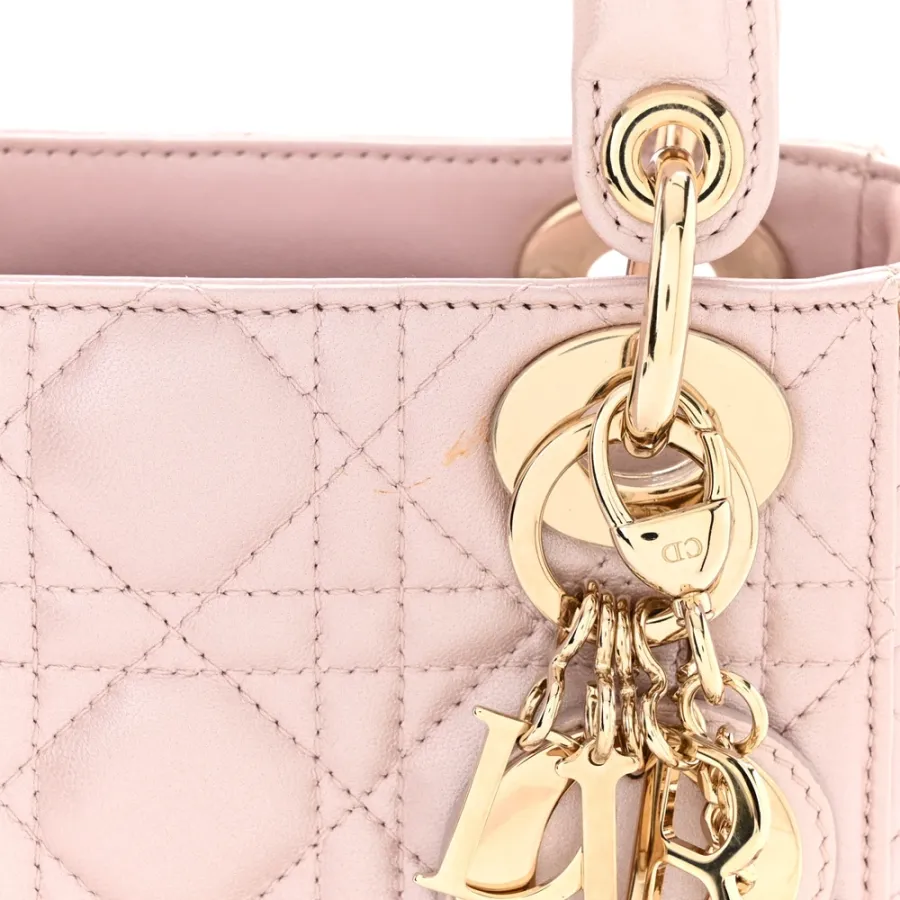 Dior Mini Lady Dior Lotus Metallic Cannage Lambskin Leather Light Gold Hardware