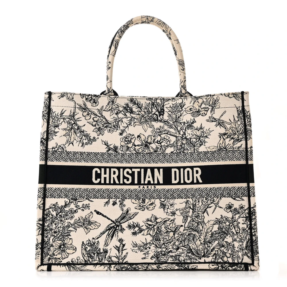 Dior Large Zodiac Toile De Jouy Book Tote Latte Embroidered Canvas