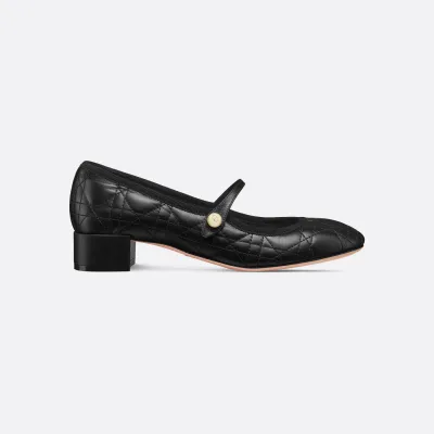 Dior black high-heeled ballet shoes