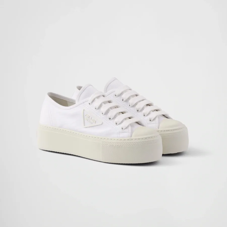 PRADA White lace-up sneakers