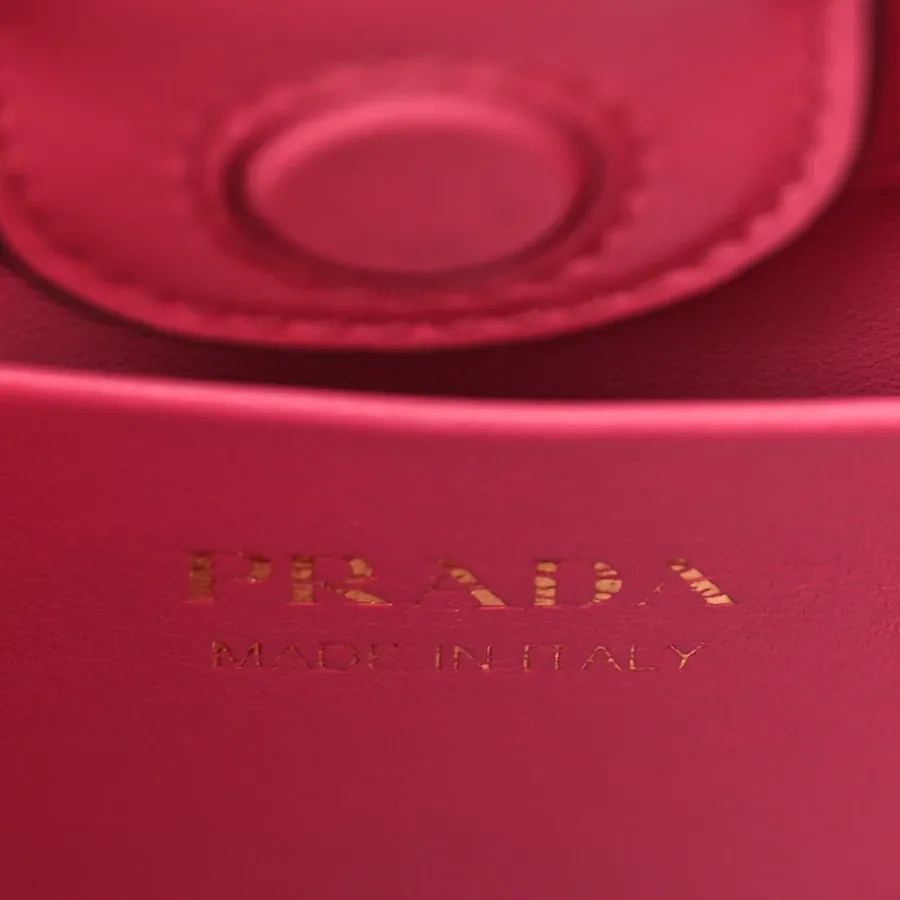 Prada Medium Shoulder Bag Black/Pink Box Calfskin Leather Gold Hardware