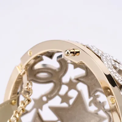 Chanel Silver / gold / black crystal ball dinner bag crossbody bag