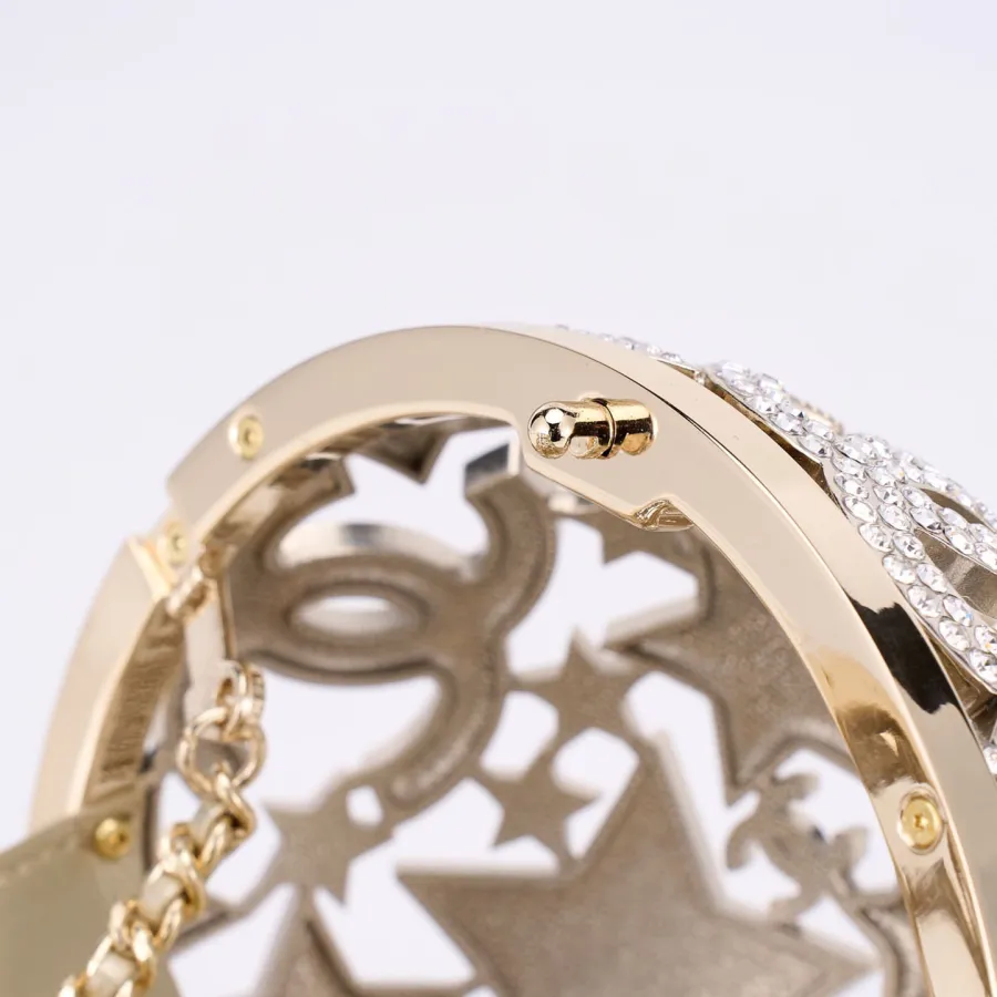 Chanel Silver / gold / black crystal ball dinner bag crossbody bag