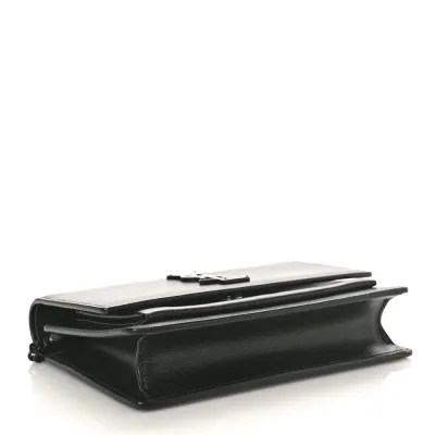 Saint Laurent Small Sunset Chain Wallet Black Monogram Calfskin Leather Black Hardware