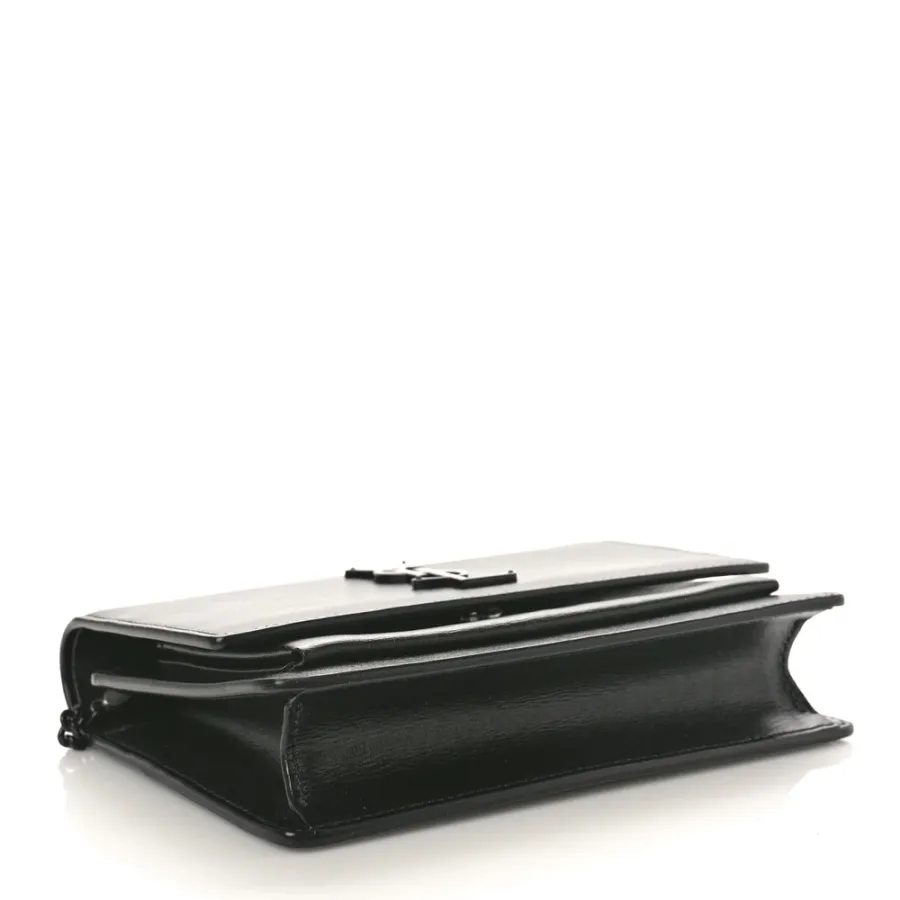 Saint Laurent Small Sunset Chain Wallet Black Monogram Calfskin Leather Black Hardware
