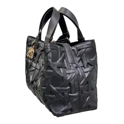Dior Medium Dior Toujours Bag In Black Graphic Cannage Calfskin With Gold Hardware