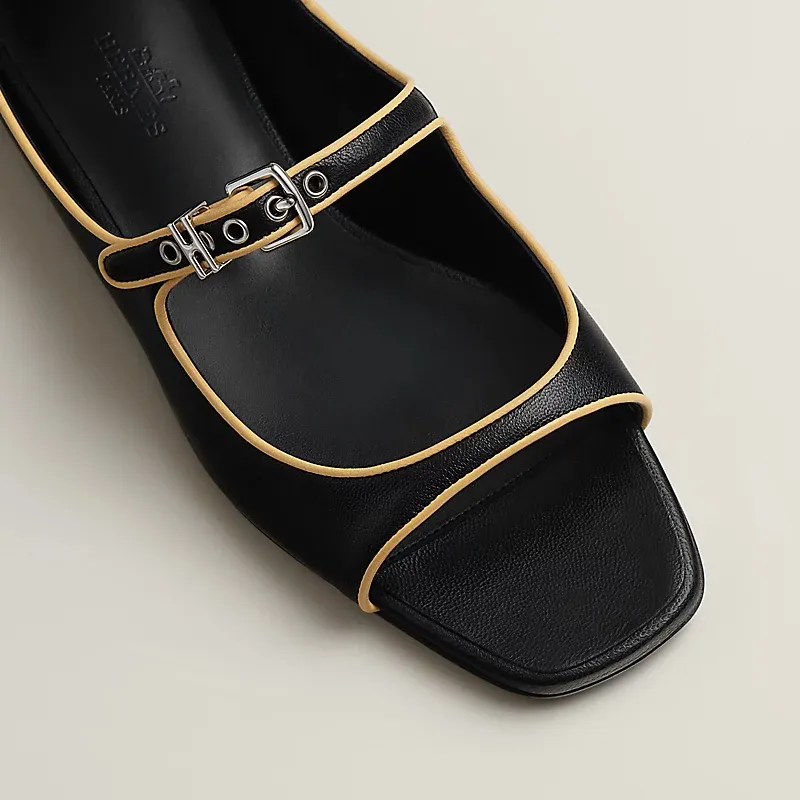 HERMES Kristen black Slingheeled sandals