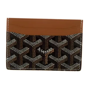 Goyard Small Printed Card Holder Black and Brown Goyardine Canvas
