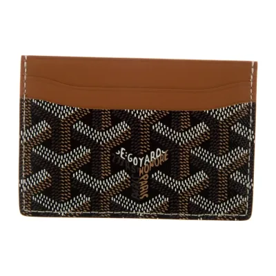 Goyard Small Printed Card Holder Black and Brown Goyardine Canvas