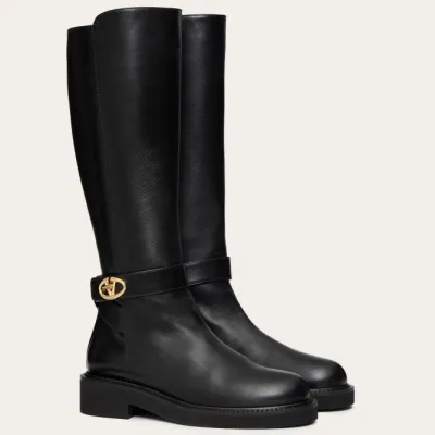 VALENTINO VLOGO LOCKER Calf leather boots (heel height 4cm)