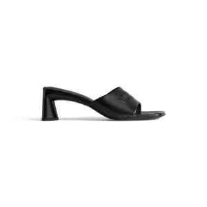 BALENCIAGA Black square toe chunky heel 60 mm sandals High Heels Slippers