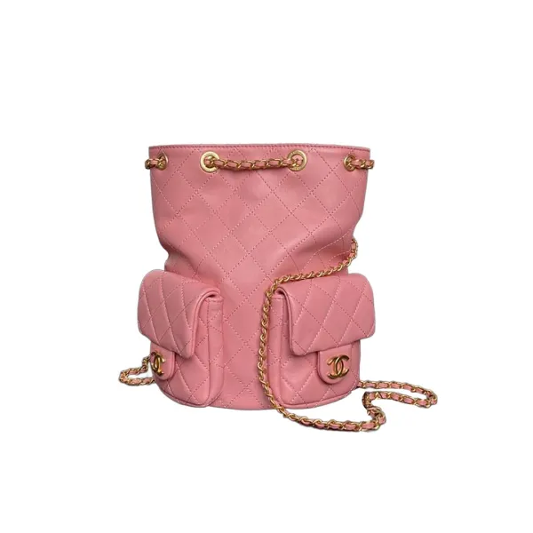 Chanel Yellow / Pink / Grey / Black Quilted Lambskin Leather Backpacks - Image 7