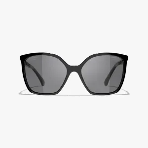 CHANEL square frame glasses black color size 57-17-140