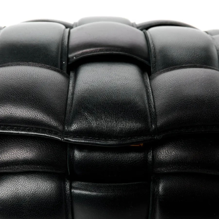 Bottega Veneta Maxi Intreccio Padded Cassette Crossbody Bag Black Nappa Leather Gold Hardware