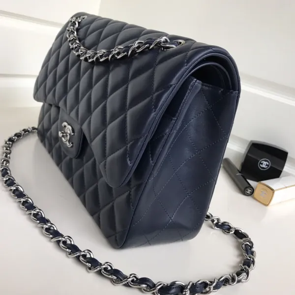 Chanel CF Blue / Navy Blue Quilted Lambskin Leather Crossbody Bags - Image 8